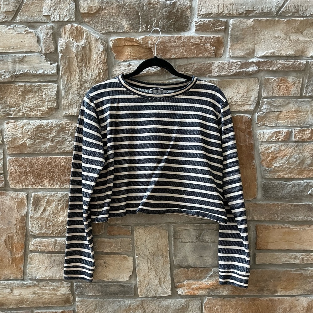 Club Monaco Striped Cropped Sweater